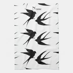 Swallow Birds Silhouettes Thunder_Cove Kitchen Towel