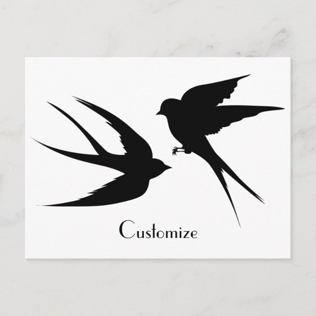 Swallow Birds Silhouettes Thunder_Cove  Postcard (Front)