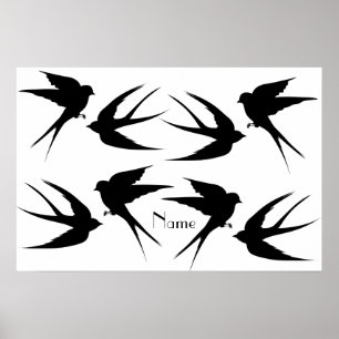 Swallow Birds Silhouettes Thunder_Cove Poster