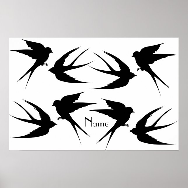Swallow Birds Silhouettes Thunder_Cove Poster (Front)