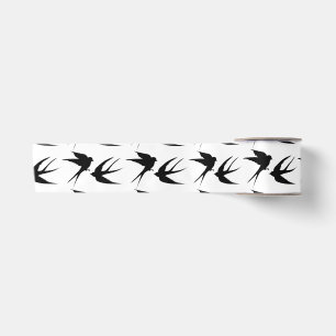 Swallow Birds Silhouettes Thunder_Cove Satin Ribbon