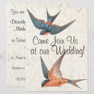 Swallow Birds Wildlife Animals Wedding Invitation