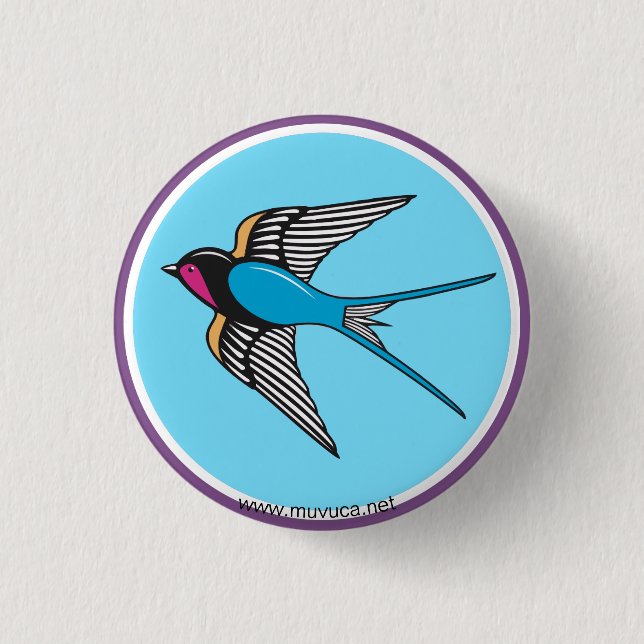 Swallow in blue sky 1 inch round button (Front)
