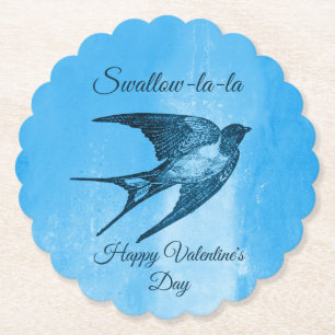Swallow la-la naughty Valentine's Day Paper Coaster