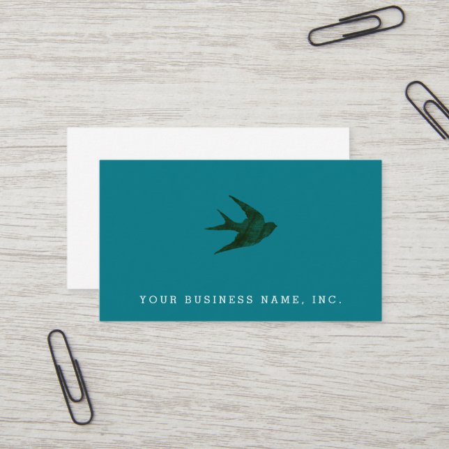 Swallow (Letterpress Style) Business Card (Front/Back In Situ)