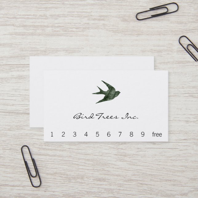 Swallow (Letterpress Style) Business Card (Front/Back In Situ)