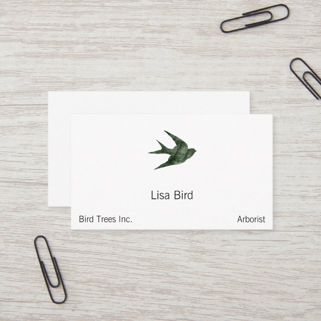 Swallow (Letterpress Style) Business Card (Front/Back In Situ)