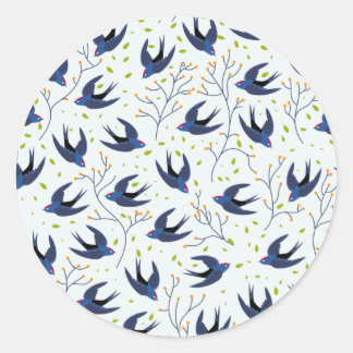 Swallow pattern classic round sticker