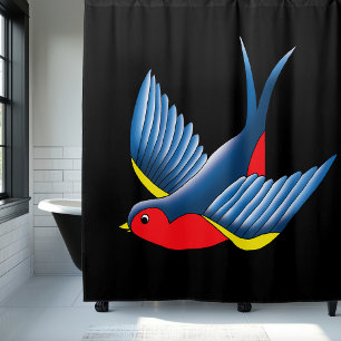 Swallow Red Blue Tattoo