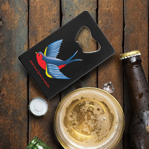 Swallow Red Blue Tattoo Credit Card Bottle Opener