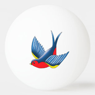 Swallow Red Blue Tattoo Ping Pong Ball