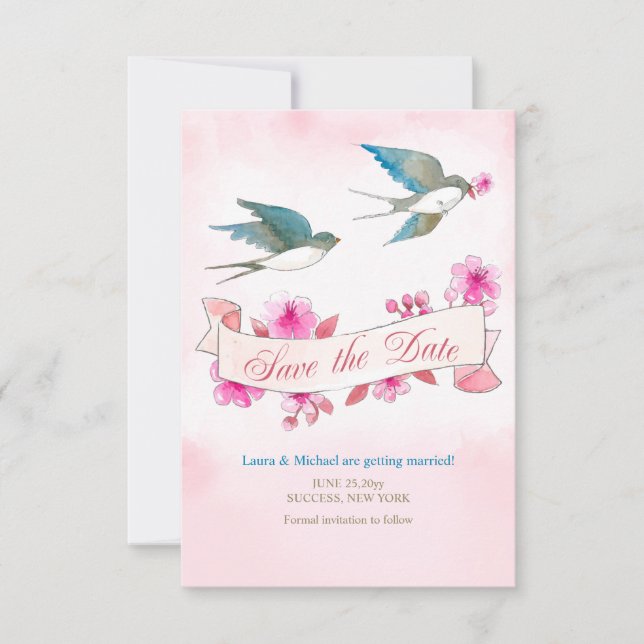 Swallow Save the Date Mariage Faire-part (Devant)