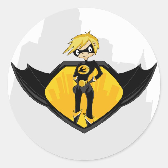 Swallow Superhero Badge Classic Round Sticker (Front)