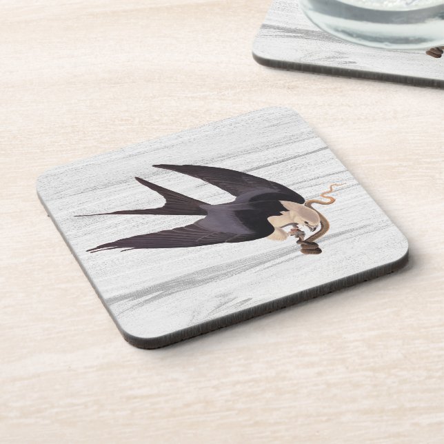 Swallow Tailed Hawk with Snake on Rustic Gray Coaster (Left Side)