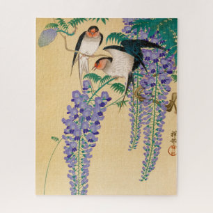 Swallows and Wisteria by Ohara Koson Jigsaw Puzzle