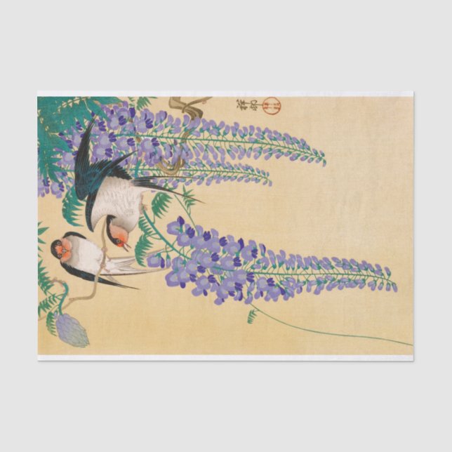Swallows and Wisteria by Ohara Koson Tissue Paper (Front)