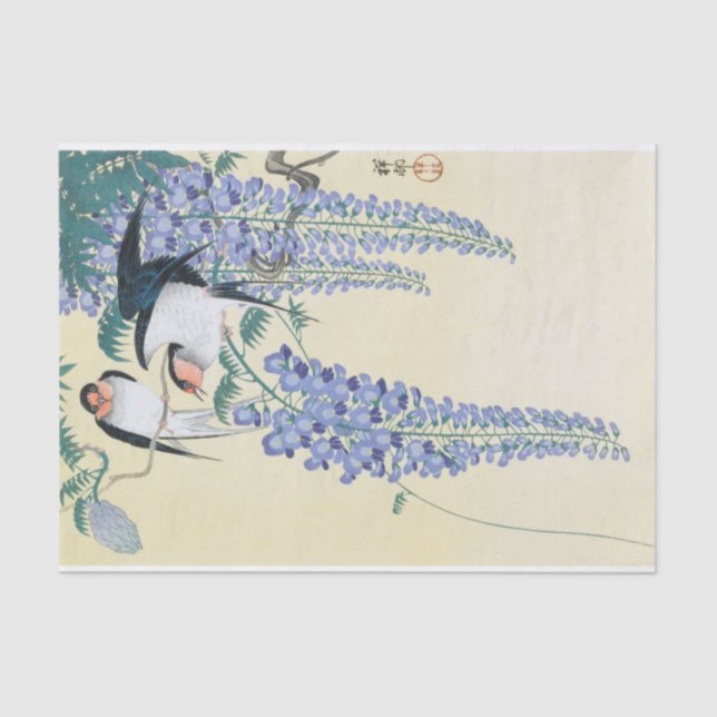 Swallows and Wisteria by Ohara Koson Tissue Paper (Front)
