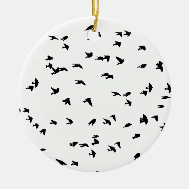 Swallows in Flight Bird Print Ceramic Ornament (Front)