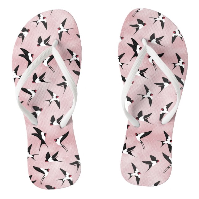 Swallows in the sky -Pink - Big scale Flip Flops (Footbed)