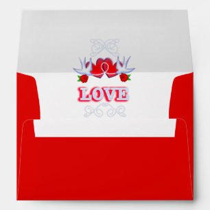 Swallows Love Hearts Red Roses Personalized Envelope