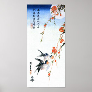 Swallows & Peach Blossoms, Hiroshige Japanese Fine Poster
