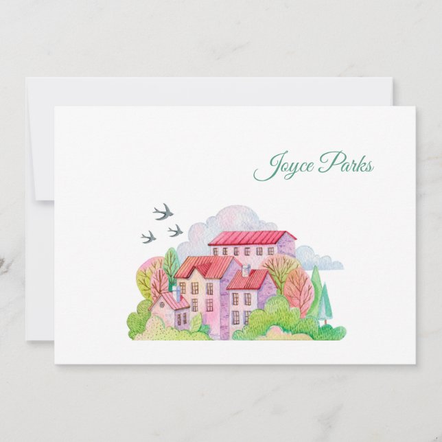 Swallows Return in Spring Personalized Stationery Thank You Card (Front)