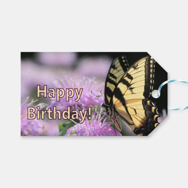 Swallowtail butterfly birthday wishes gift tags (Front (Horizontal))