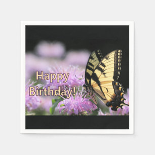 Swallowtail butterfly birthday wishes napkin