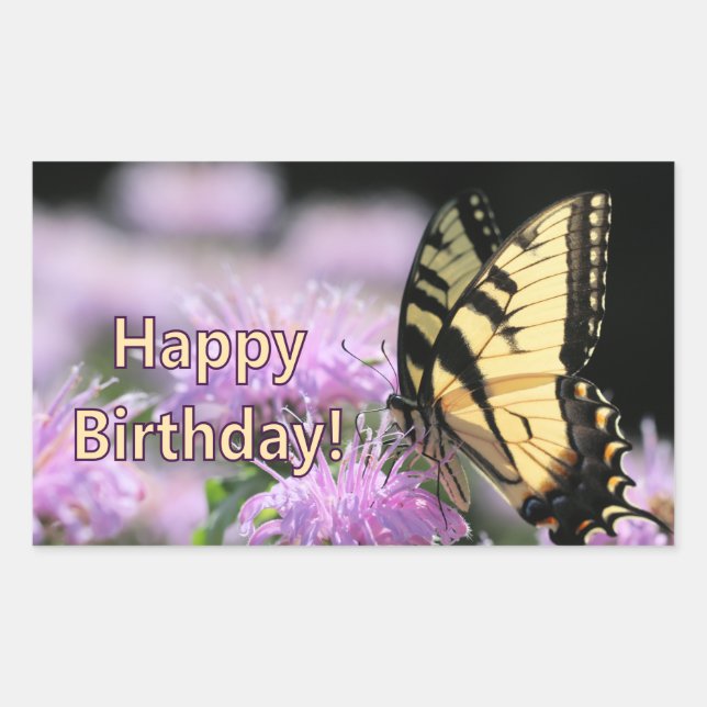 Swallowtail butterfly birthday wishes sticker (Front)