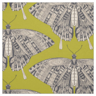 swallowtail butterfly citron basalt fabric