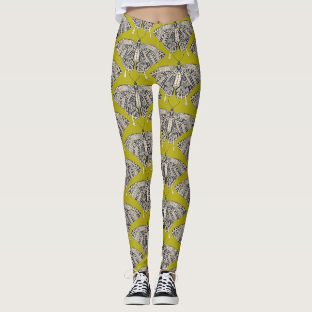 swallowtail butterfly citron basalt leggings (Front)
