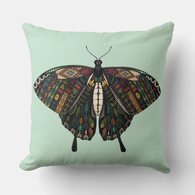 swallowtail butterfly mint throw pillow (Front)