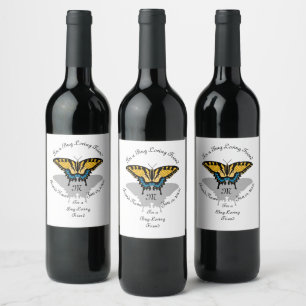 Swallowtail Butterfly Monogram Wine Label