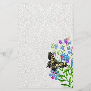 Swallowtail Butterfly on Forget Me Nots Stationary Stationery