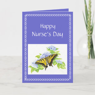 Swallowtail Butterfly on Hydrangea Flower art Card