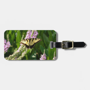 Swallowtail Butterfly on Purple Wildflowers Luggage Tag
