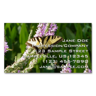 Swallowtail Butterfly on Purple Wildflowers Magnetic Business Card