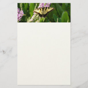 Swallowtail Butterfly on Purple Wildflowers Stationery