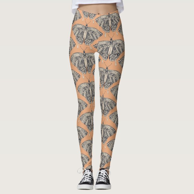 swallowtail butterfly peach basalt leggings (Front)