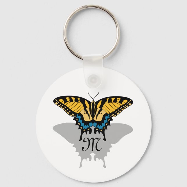 Swallowtail Butterfly Shadow Monogram Keychain (Front)