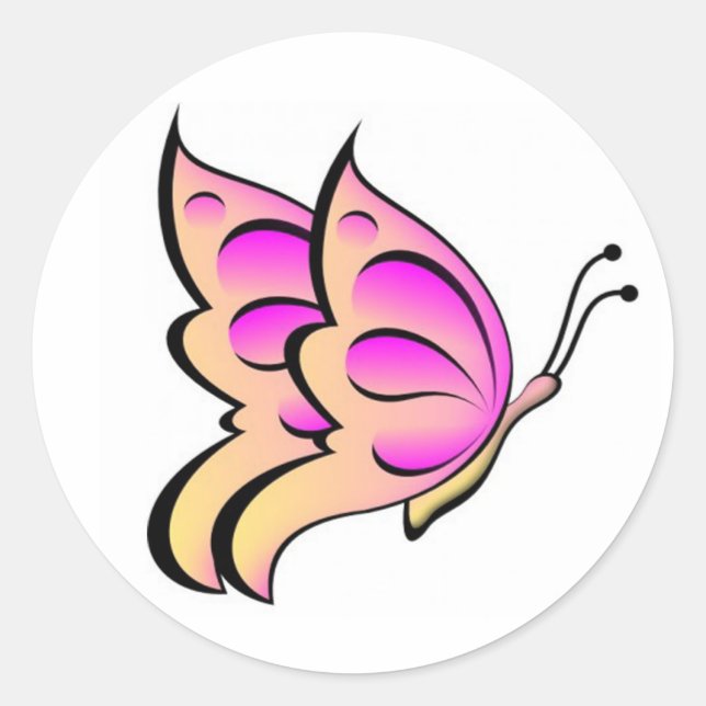 Swallowtail Butterfly Sticker/Pink Classic Round Sticker (Front)