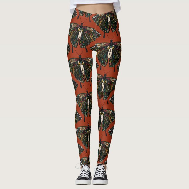 swallowtail butterfly terracotta leggings (Front)