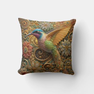 Swallowtail in Ornamental Flowers Throw Pillow