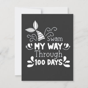 Swam My Way Thru 100 Days of School Invitation