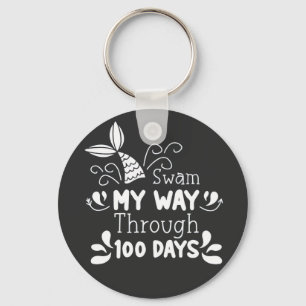 Swam My Way Thru 100 Days of School Keychain