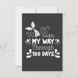 Swam My Way Thru 100 Days of School Thank You Card
