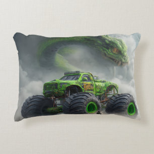  Swamp Beast: Toxic Skull Monster Truck Accent Pillow