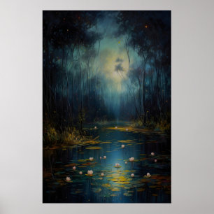 Swamp by Moonlight Art Print Dark Academia, Witchy