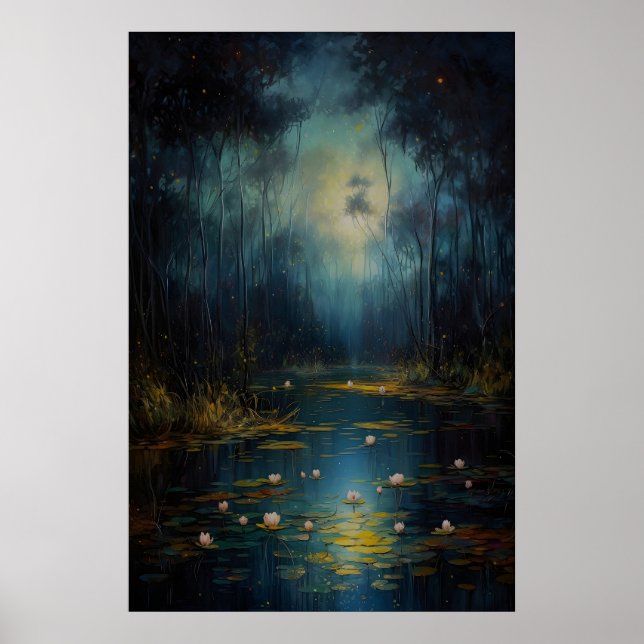 Swamp by Moonlight Art Print Dark Academia, Witchy (Front)