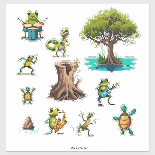 "Swamp Dance Party" Custom-Cut Vinyl Sticker (Sheet)